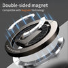 A double-sided magnet phone ring holder with a black and silver design, compatible with MagSafe technology.