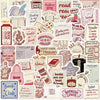 A collection of cartoon bookish aesthetic graffiti stickers featuring various book-related phrases and illustrations.