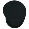 Black ergonomic mouse pad designed with wrist support for comfortable use.