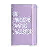 Lila A6 Umschlag-Challenge-Ordner mit weißer Schrift: 100 Briefumschlag-Spar-Challenge