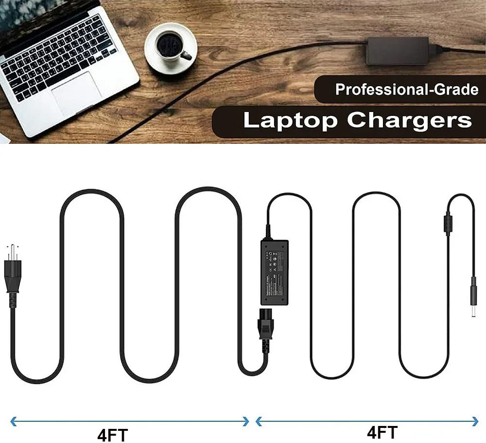 A set of four professional-grade laptop chargers for Dell Inspiron series laptops.