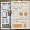 A set of reusable journal stencils featuring various decorative patterns for scrapbooking and drawing on a page.