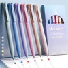 A set of six pastel colored Morandi neutral pen pens displayed in their packaging box.