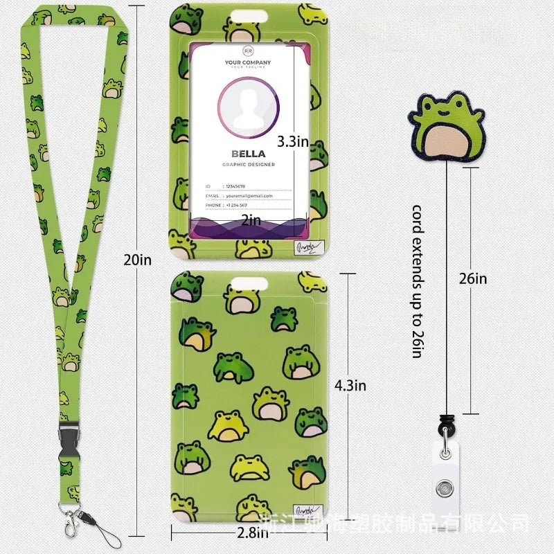 Grüner ausziehbarer Namensausweishalter mit Lanyard und mehreren Kartenfächern