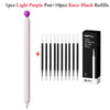 A set of 1 light purple pen and 10 black Kaco gel ink refills for Asian standard pens.