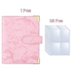 Pink marble A5 photo album binder with a pink cover and gold trim, shown next to 25 individual clear photo pages.