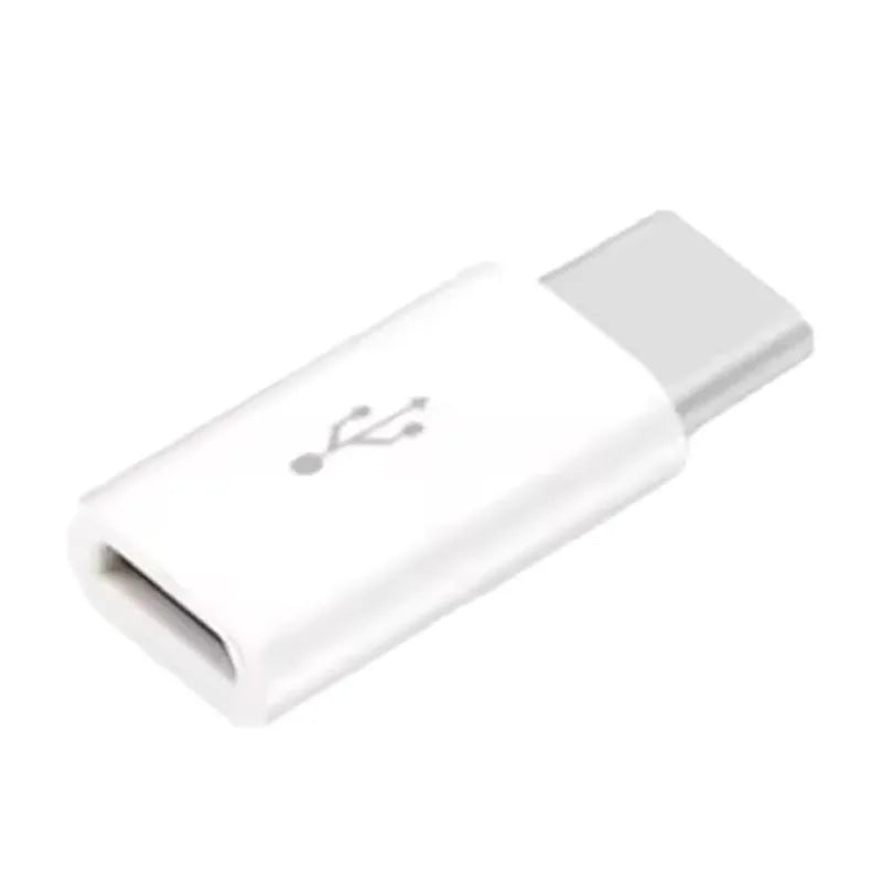 White USB-C to Micro USB adapter for charging and data sync