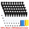 A set of 50 black and two white whiteboard erasers for dry erase markers
