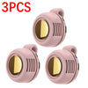 Three pink portable mini blade-less electric fans shown from the top view.