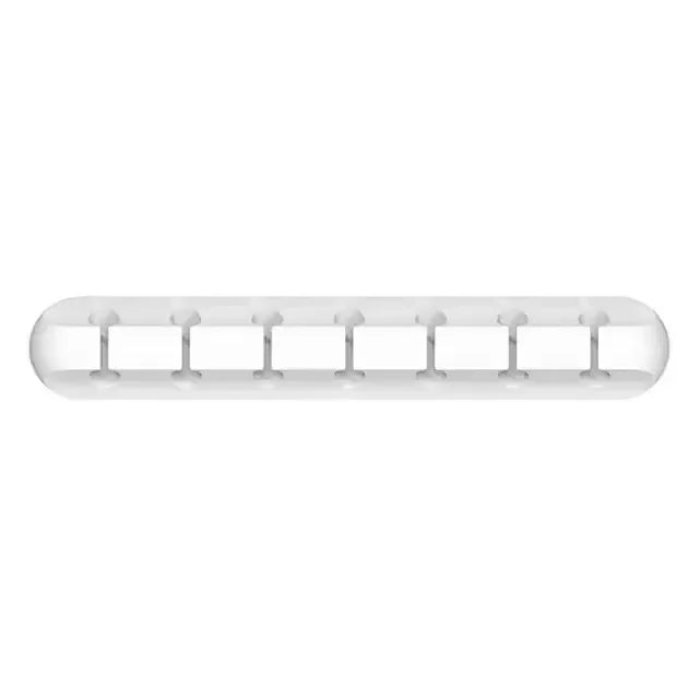 A clear silicone cable organizer and winder set with multiple slots for storing and managing cables.