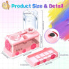 A pink 4-in-1 professional paint brush cleaning set featuring a glass bottle, a brush, and a cleaning tool.