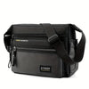 Black women's multifunctional crossbody bag with a padded design and adjustable strap.