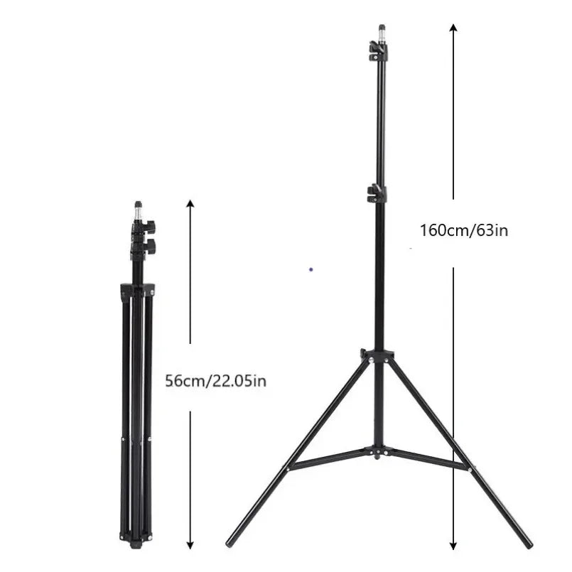 Black adjustable phone tripod with a vertical pole and a tripod base.