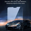 Ein durchsichtiger Schutzfilm über einem dunklen Sportwagen, der eine HD-Display-Funktion hervorhebt.