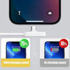 A close-up view of a device charging, showing a comparison between 100W and 1A charging speeds.