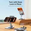 An aluminum alloy friction rotation mount for a smartphone, shown in various forms and angles.
