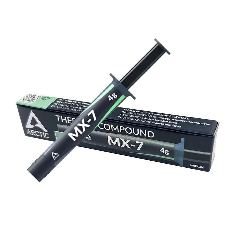 Tubo de pasta térmica Arctic MX-7 y caja de empaque para CPUs y GPUs