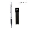 A set of 2.0mm metal mechanical pencils, including a barrel and lead, shown vertically.