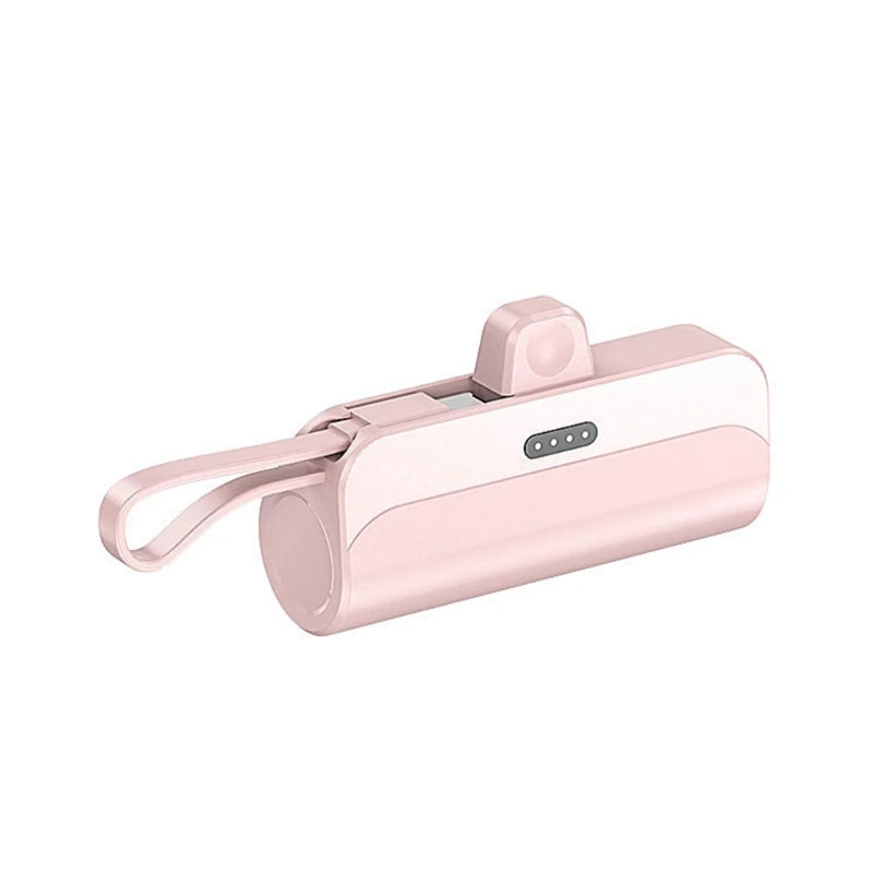 A pink portable DIY power bank shell with a hinged lid and a loop handle.