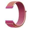 A pink nylon loop watch strap for a kids' watch, shown in a curved shape.