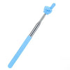 A light blue adjustable telescopic reading stick with a fist-like grip.