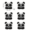 A set of four cartoon panda desk cable organizers in black and white.