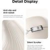 Detail display of an ergonomic vertical wireless mouse showing anti-slip and anti-sweat features.