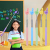 A set of five stainless steel telescopic teaching pointers in various colors including pink, blue, green, yellow, and purple.