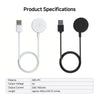 A white and black magnetic wireless charging cable with a USB connector and a circular charging head.
