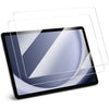 A Lenovo Tab M10 HD tablet displaying a screen protector being applied, showing the glass and protective film.