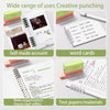 A set of creative punching tools including self-made account sheets, word cards, note organization templates, and test papers