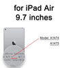 A close-up view of an Apple iPad screen with a red arrow pointing to the model number A1474 and A1475.