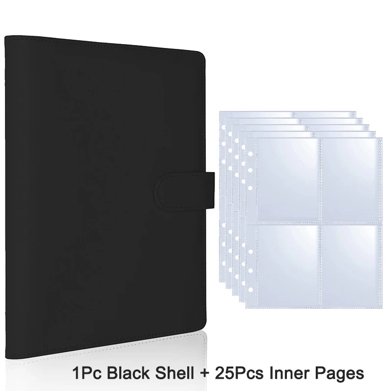 A black shell photo album binder with 25 inner pages for K-Pop collectibles