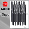 A set of 12 black smooth writing gel pens with 1.0mm tips packaged for sale.