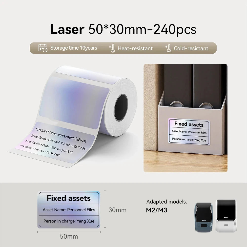Roll of laser thermal transfer stickers used for instrument cabinet labels and organization