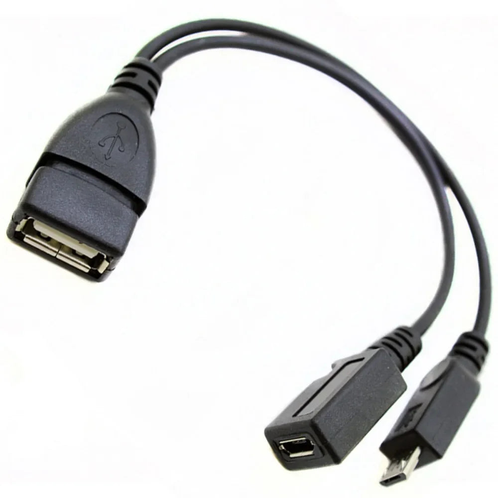 Black USB OTG adapter cable with a connector for Fire TV Stick and streaming devices
