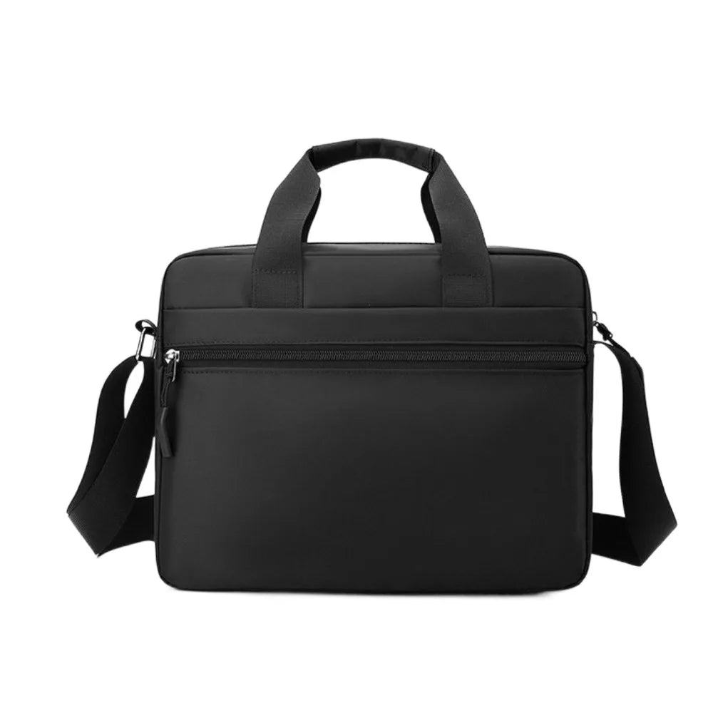 Black Oxford cloth crossbody briefcase for men with a laptop compartment