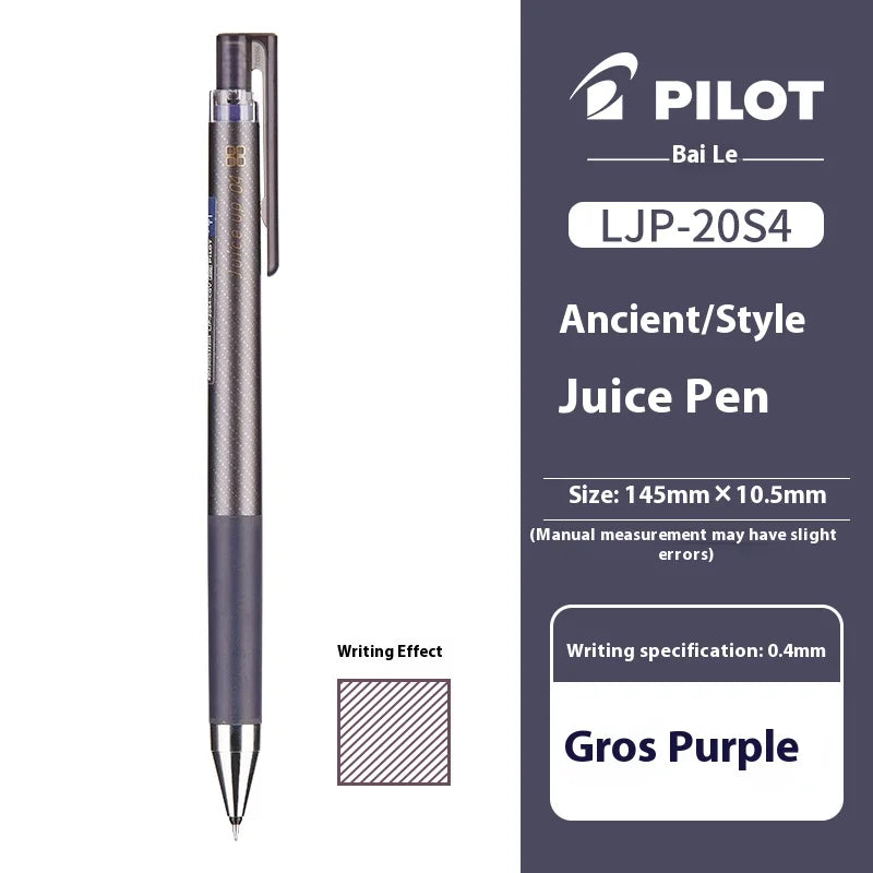 A purple Pilot LJP-20S4 juice pen writing instrument shown vertically.