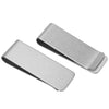 A silver ultra-thin stainless steel money clip wallet shown from the side.