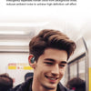 A young man is smiling while wearing open-ear wireless sports earbuds, demonstrating call noise reduction technology.