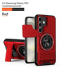 Red armor shockproof phone case for Samsung Galaxy S24 with a camera sliding window and built-in kickstand