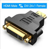 Black bi-directional adapter cable converting HDMI male to DVI female and vice versa