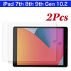 Two tempered glass screen protectors for iPad 7th, 8th, or 9th Gen models.