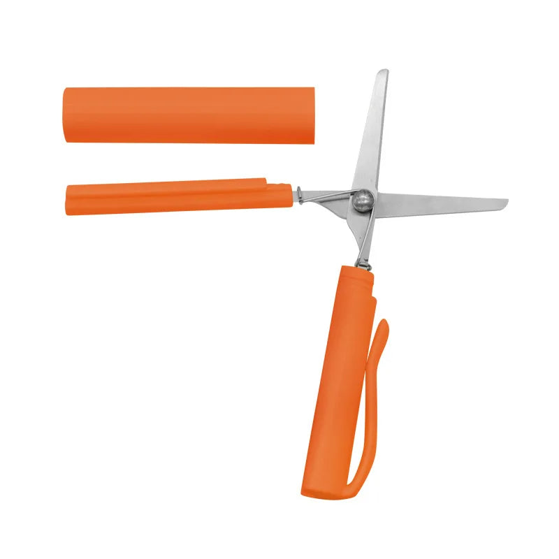 Orange und silbernes, faltbares Edelstahl-Stift-Schere.