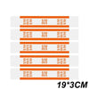 A set of orange self-sealing money straps for cash organization, packaged in a grid format.
