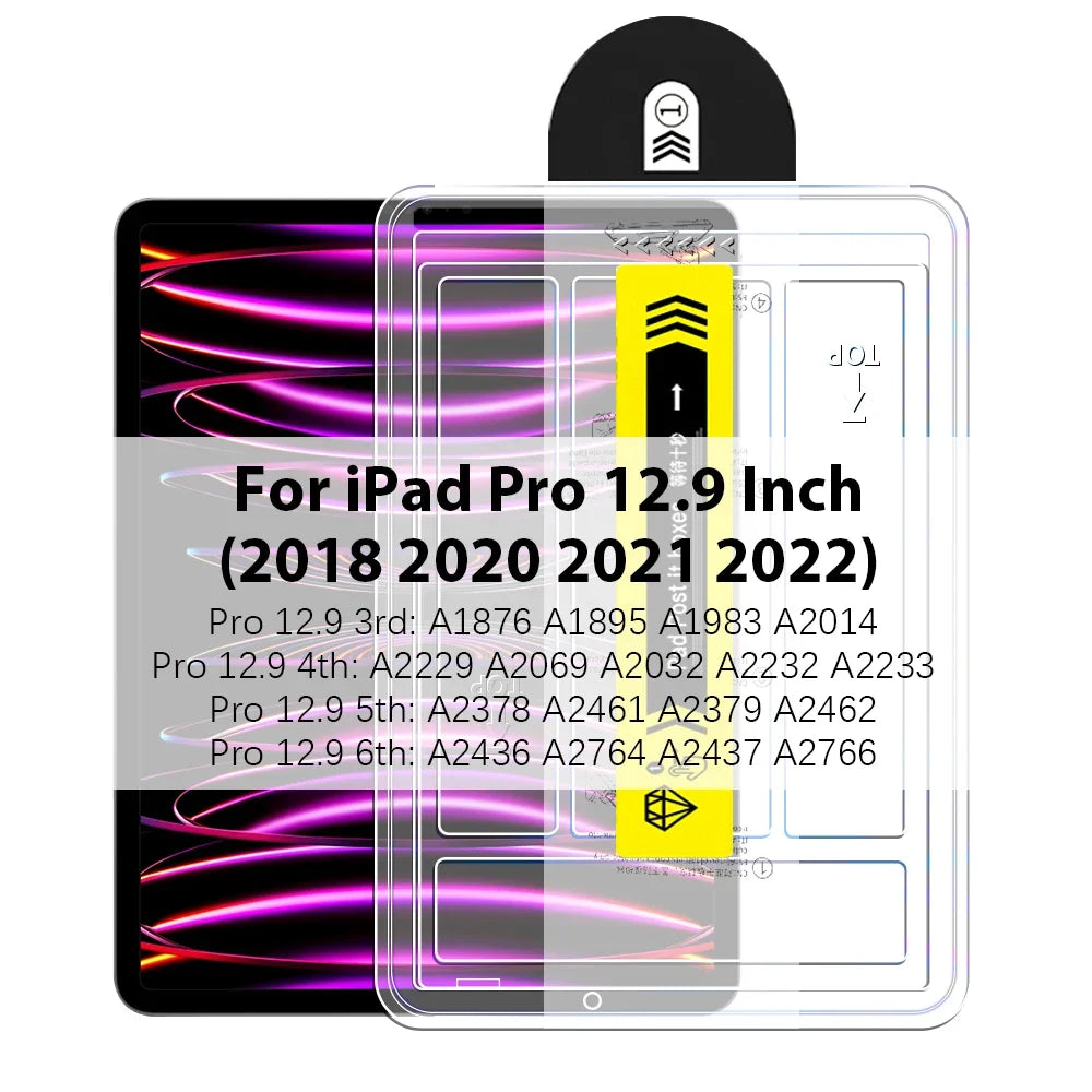 Kit de protector de pantalla de vidrio templado para iPad Pro de 12.9 pulgadas, modelos de 2018 a 2022
