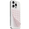 A white smartphone case featuring a pink silicone suction cup mount with a double-sided grip.