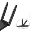 Black high-speed dual-band USB Wi-Fi adapter with an 180 degree rotating antenna.