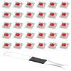 A set of red hot-swappable mechanical keyboard switches and a keycap puller are displayed in a grid format.