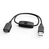 كابل تمديد USB 2.0 أسود لمزامنة البيانات مع مفتاح وموصل USB.